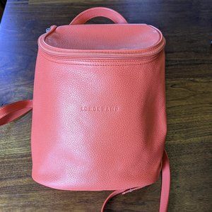 LONGCHAMP Grained Leather Backpack--Coral